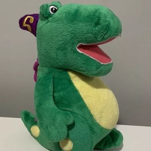 Baby Genius DJ Dinosaur Plush Birthday Party Hat Toy Doll 13" Green Dragon Dino